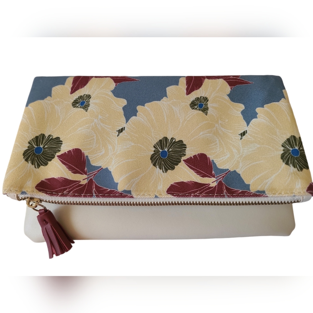RACHEL PALLY Canvas Leather Trim Clutch or makeup bag. ENC never used Cute!